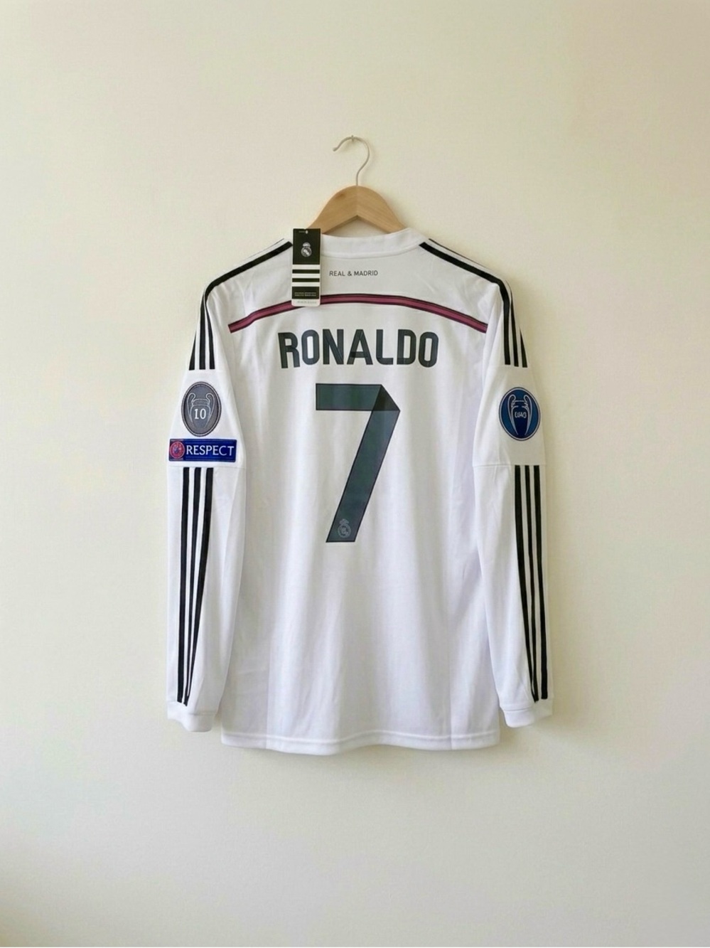Ronaldo #7 Real Madrid 14/15 UCL Home Jersey Long Sleeve Size Medium
